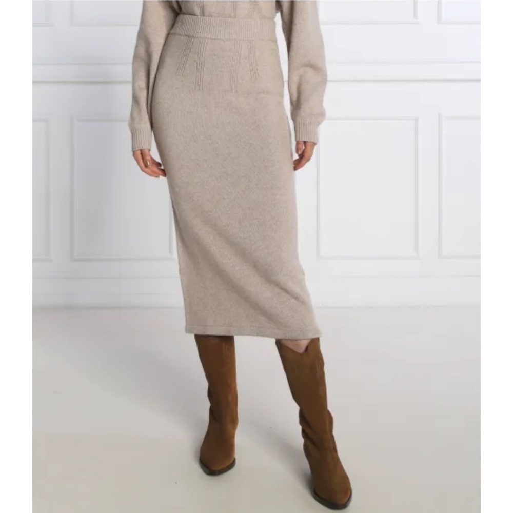 ba&sh Maisie Wool Cotton Knit Midi Skirt Beige Women’s Size Large - Picture 15 of 15